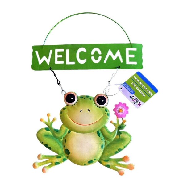 Unbranded Other - Metal Welcome  Frog Wall Art Garden Indoor Outdoor Metal Sign Green